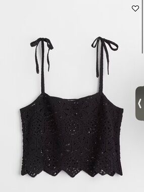 H&M Black Crochet Tie-Shoulder Camisole